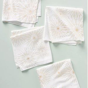 NWT ANTHROPOLOGIE Whitney White Gold Star Napkins